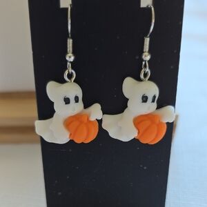Cute Ghost Earrings with Pumpkin